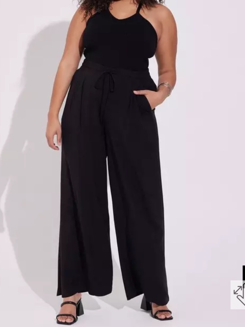 Torrid Wide Leg Pull On Pants Black High Rise Challis 1X Tall